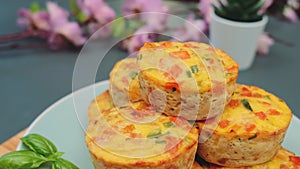 Soft and delicious vegetable muffins with cheese