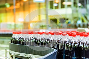 Soft drink bottling line at a factory