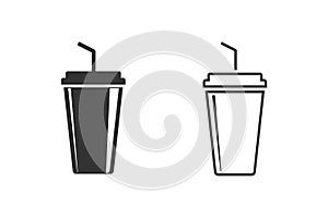 Soft drink flat line icon set. vector illustration modern flat style