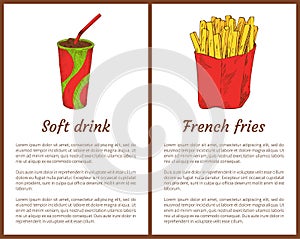 Soft Drink and French Fries Vector Illustration