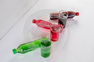 Soft drink in a glass on a white background