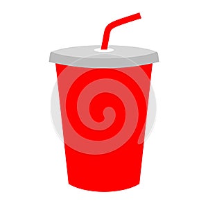 Soft drink red cup vector icon