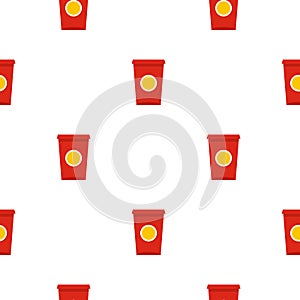 Soft drink in a red paper cup pattern seamless