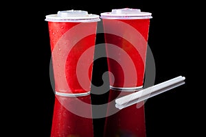 Soft drink with reflection, fast food