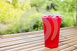 Soft drinks in plastic cups