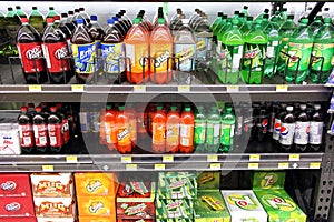 Soft drinks in supermarket