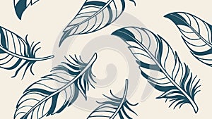 Soft Feathers Seamless Pattern, Light Delicate Texture, vector design Generative AI