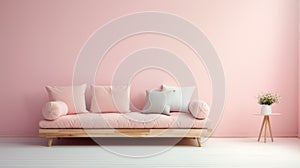 Soft And Feminine Futon Against Pale Pink Wall