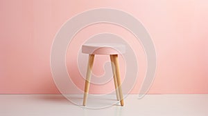 Soft And Feminine Stool In Pastel Pink For Product Showcasing
