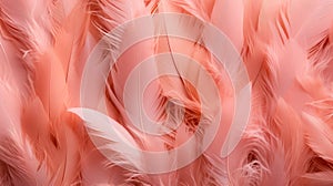 Soft fluffy bird feather closeup in peach fuzz color