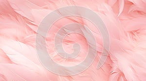 Soft fluffy pink feathers texture, seamless background. Pastel flamingo plumage, bird wing pattern