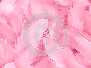 Soft fluffy pink feathers texture, seamless background. Pastel flamingo plumage, bird wing pattern