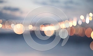 Soft focus blur Abstract city lights blur blinking horizontal background