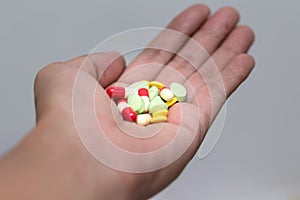 Closed up of accumulate medicine pills photo