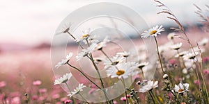 Daisy flowers field in spring