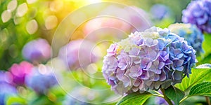 Hydrangea flower with blurred background photo