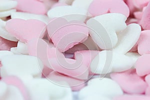 Soft focus pink and white heart candy pastel background
