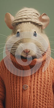 Soft Focus Rat In Sweater An Analog Photo Portrait With Knitwear