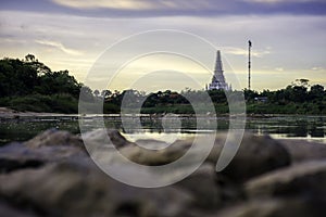 Soft focus the surrounding view Construction Phra Chedi Tham Singhaburajariyanusorn, Amphawan Temple,