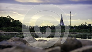 Soft focus the surrounding view Construction Phra Chedi Tham Singhaburajariyanusorn, Amphawan Temple, Take pictures from across