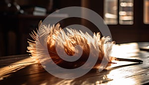 Soft focus swan feather, a symbol of elegance and fragility generated by AI