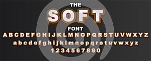 Soft font and alphabet with numbers. Vector typography letter design