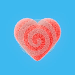 soft and furry heart on a blue background