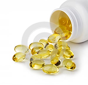 Soft gels pills with Omega-3 oil. photo