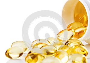 Soft gels pills with Omega-3 oil. photo