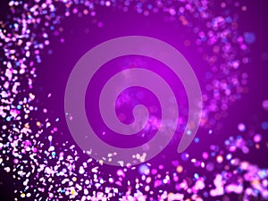 Soft glitter spiral in shades of purple, pink, blue, red and orange in front of a purple background