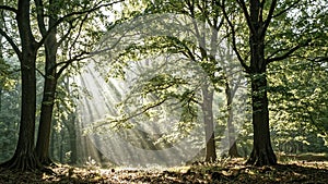 Sunlight Through Green Forest