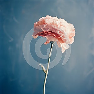 Soft And Graceful: A Pink Flower In A Muted Blue Backdrop