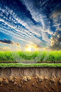 The Gradient Between Grass and Soil Creates a Beautiful Natural Background