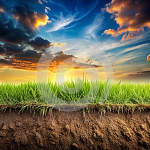 The Gradient Between Grass and Soil Creates a Beautiful Natural Background