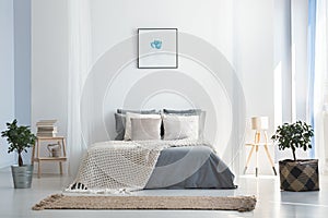 Soft gray and blue bedroom