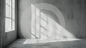 Soft gray studio room background with window with light from window, without any . Generative Ai