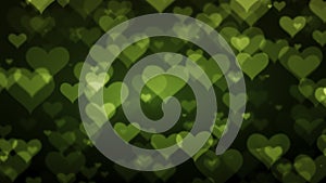 Soft Green Hearts On Dark Graduated Background. Valentines Day Concept