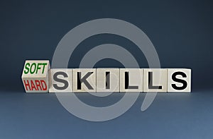 Soft or Hard skills. Cubes form words of choice Soft or Hard skills