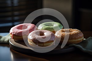 soft hues of the Doughnuts in the backery generative AI photo