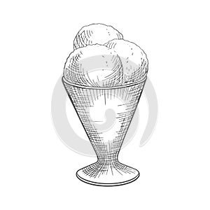 Soft ice cream balls in a plastic cup
