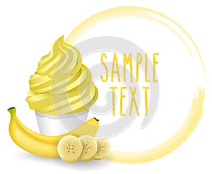 Soft ice cream mug variety banana vector with white background icon photo