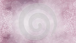 Soft icy pink organic textured background with mandalas