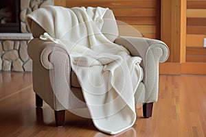 soft lambswool throw blanket on an oversized armchair