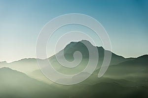 Soft landscape with fog and mountain - Apuan Alps