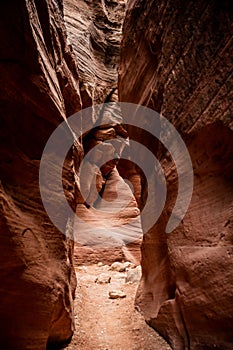 Soft Light Hits The Back of Wire Pass Slot Canyon