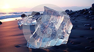 Soft Light Ice Sculpture On Beach: A Stunning Display Of Artistry