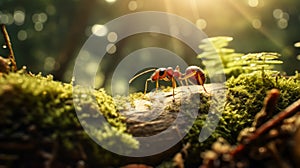 Soft Light Photography: Ant In The Forest With Sunlight