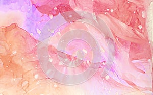 Soft magenta liquid watercolor paint splash texture effect illustration for card design, modern banners, ethereal graphic design