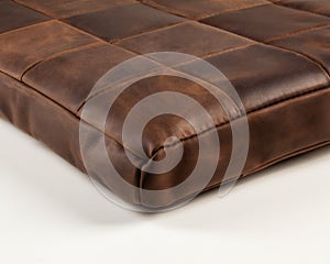 Soft meditation cushion from brown genuine leather