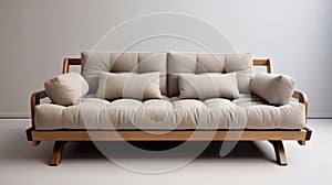 Soft Minimalism: Textural And Layered Sofa With Wood Frame